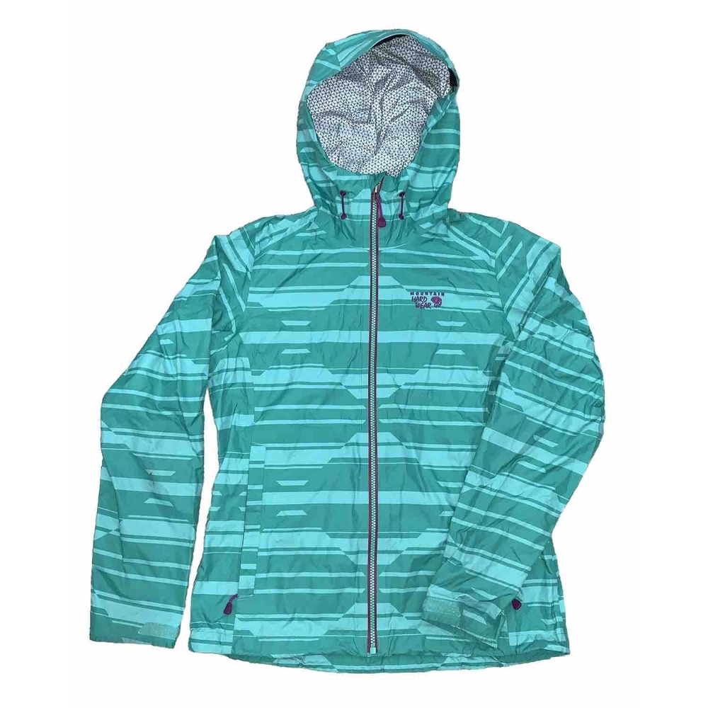 Mountain Hardwear Dry Q Evap‎ Waterproof Rain Jacket Women's Size S Green Hooded